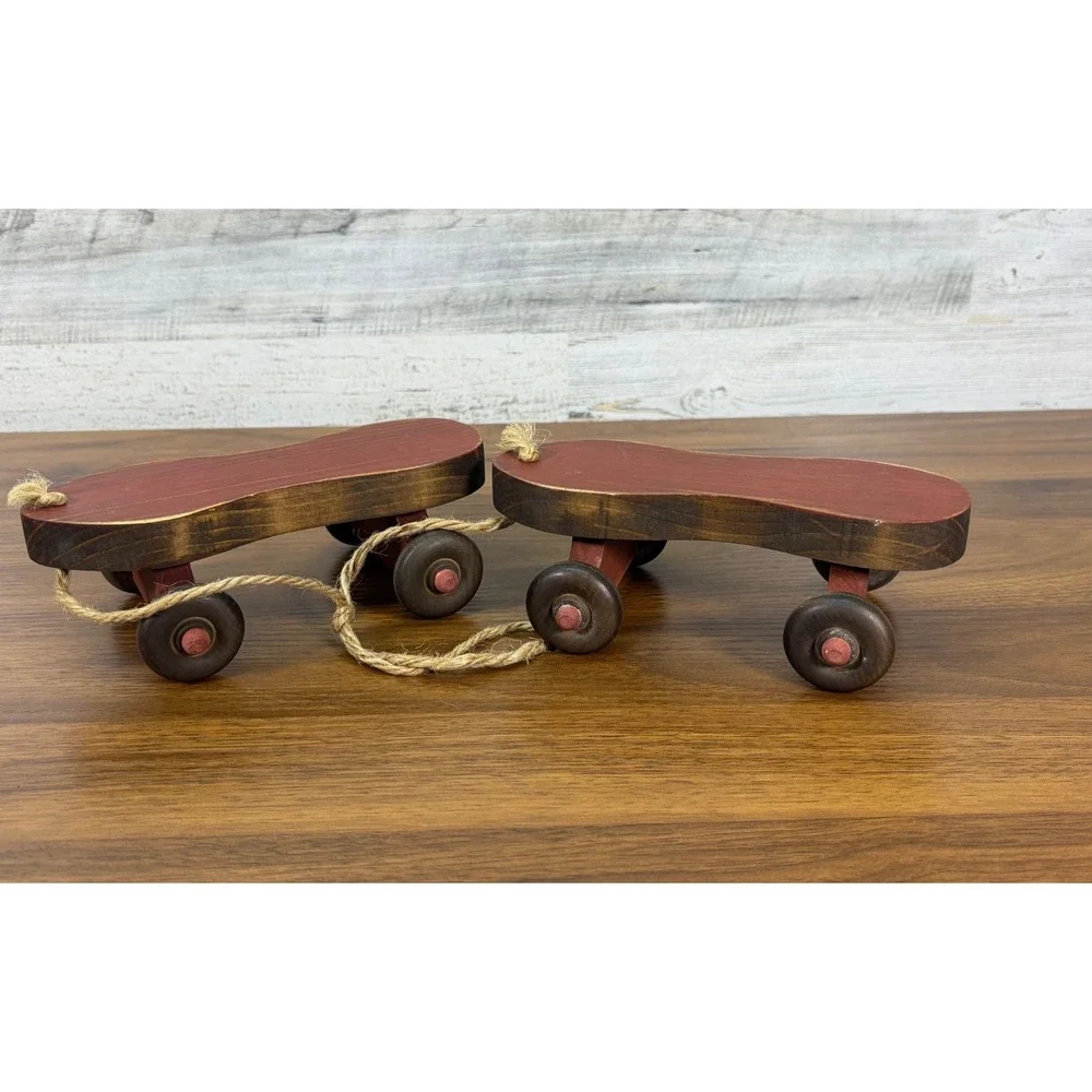 Antique Wooden Roller Skates for Pets‎ and Rope